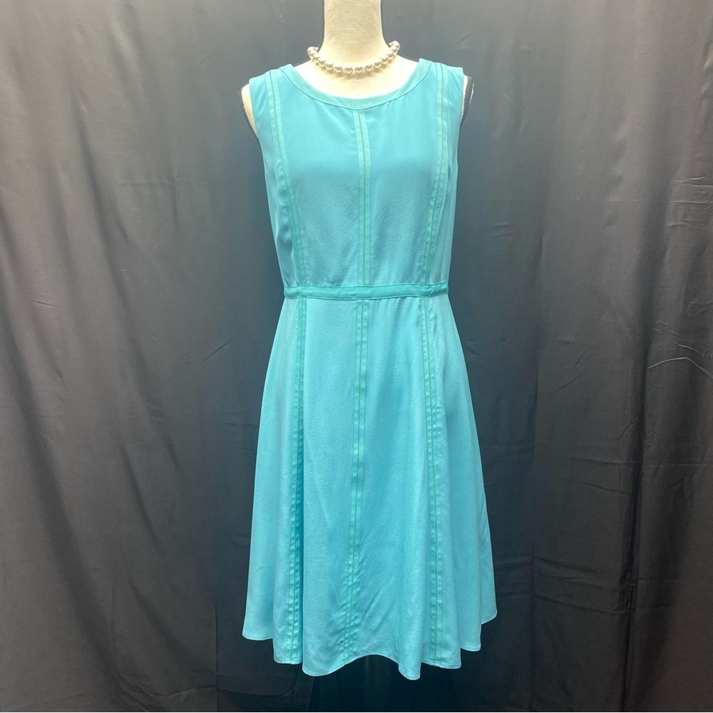 Talbots Silk Dress Women’s 6 Aqua Knee Length Back Zipper Lined LUXURY - Picture 11 of 12